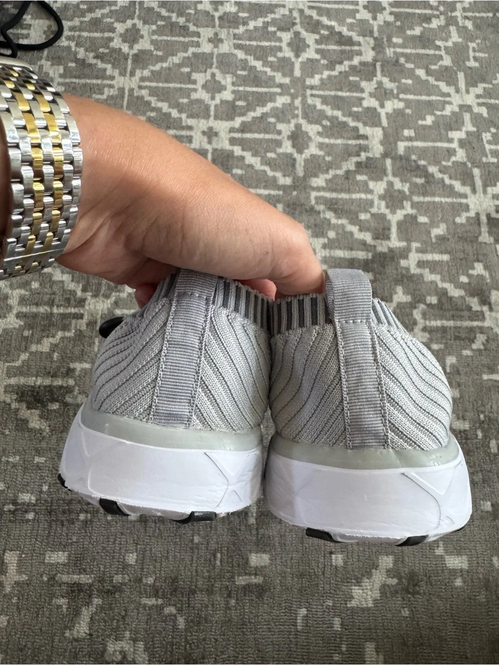 Light Gray Knit Slip-On Athletic Water Shoes Sneakers